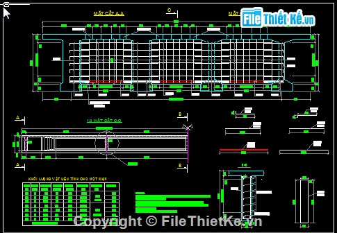 thiết kế cầu,Bản vẽ dầm T,Cầu 4 nhịp dầm T 33m,Khổ cầu B=7+2x0.5m,Bản vẽ cầu Huổi Nguyên - Km11+794.26