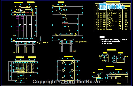 thiết kế cầu,Bản vẽ dầm T,Cầu 4 nhịp dầm T 33m,Khổ cầu B=7+2x0.5m,Bản vẽ cầu Huổi Nguyên - Km11+794.26