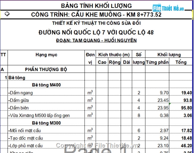 thiết kế cầu,Bản vẽ dầm T,Bản vẽ cầu Khe Muỗng - Km8+773.52,Cầu 2 nhịp dầm T 33m