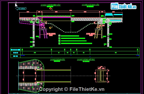 Bản vẽ dầm T,Bản vẽ cầu dầm,1 nhip dầm T 33m,Khổ cầu B=6+2x0.5m