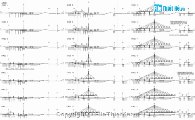 bản vẽ cầu dây văng,cầu dây văng 2 nhịp,cầu dây văng 1 trụ tháp,Bản vẽ cầu Rào