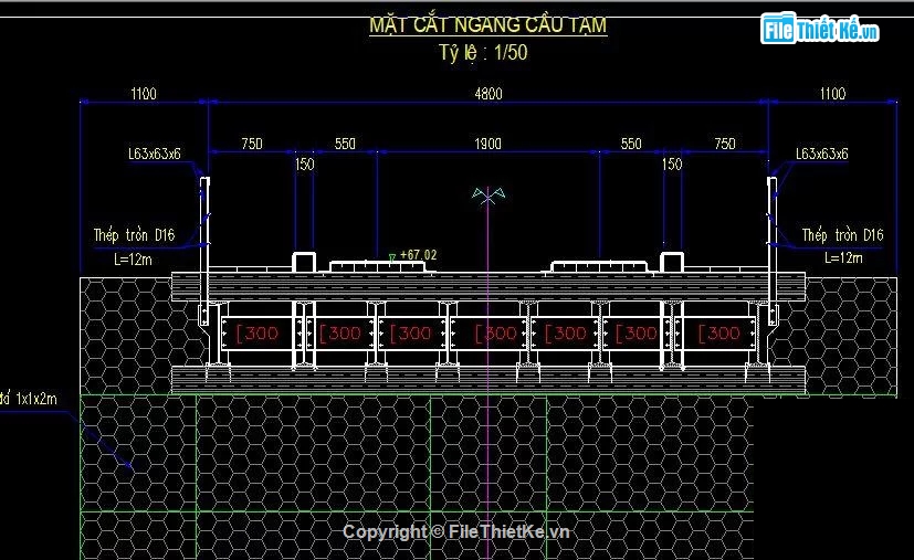 L=12m,cầu 1 nhịp,cầu tạm L=12m