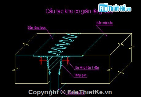 Bản vẽ cấu tạo các loại khe co dãn trên cầu,Bản vẽ khe co dãn cao su,Bản vẽ khe co dãn răng lược,bản vẽ lắp đặt khe co dãn