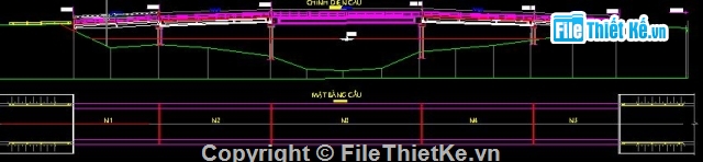 kết cấu nhịp cầu,Bản vẽ cấu tạo chung cầu 5 nhịp,Bản vẽ cầu dầm