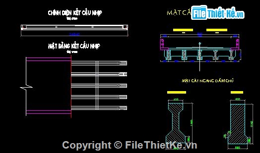 kết cấu nhịp cầu,Bản vẽ cấu tạo chung cầu 5 nhịp,Bản vẽ cầu dầm