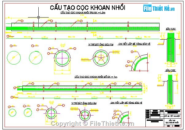 khoan nhồi cọc,cọc khoan nhồi,bản vẽ cọc khoan nhồi,Bản vẽ autocad