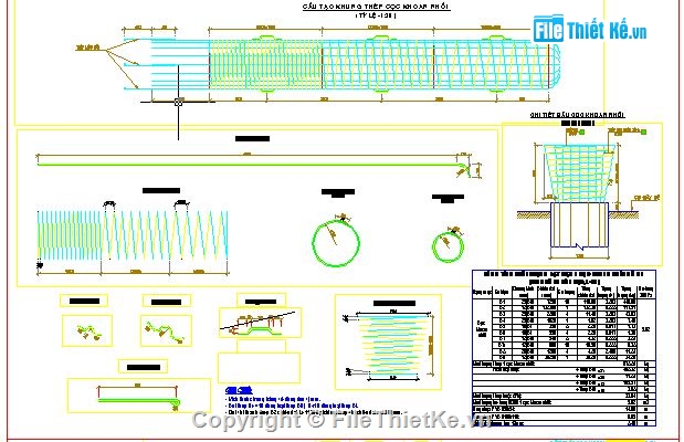 cọc nhồi,cọc khoan nhồi,cấu tạo cọc,bản vẽ cọc khoan nhồi,Bản vẽ cấu tạo cọc khoan nhồi