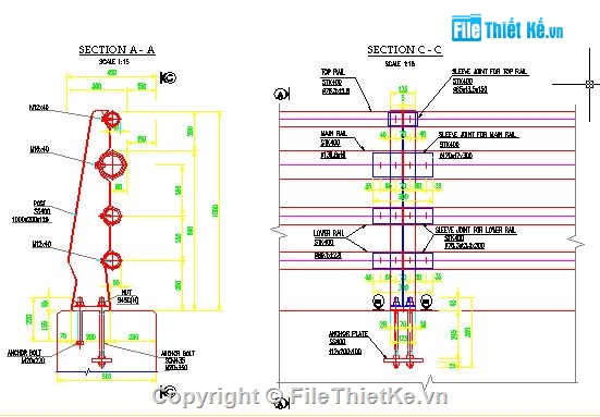 Bản vẽ cấu tạo lan can trên cầu,bản vẽ lan can,lan can