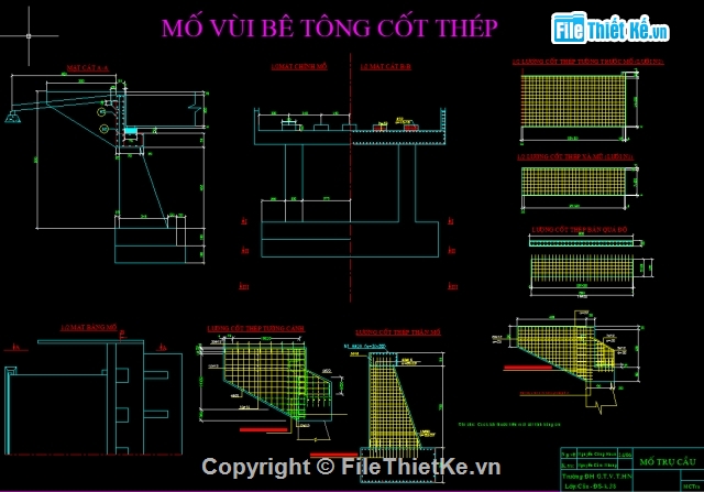 bản vẽ mố vùi,mố chân dê,tường cánh dọc,bản vẽ mố trụ cầu,mố vùi bê tông cốt thép