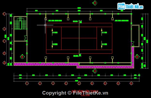 cấu tạo sân vườn,cấu tạo,Bản vẽ,cấu tạo mái,Bản vẽ autocad,điện sân tennis