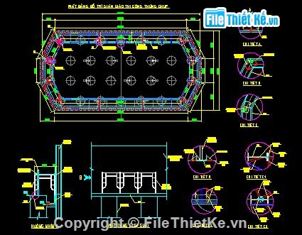 Bản vẽ cad thi công cầu,biện pháp thi công trụ cầu,biện pháp thi công thùng chụp,Bản vẽ cấu tạo thùng chụp