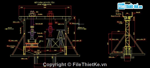 lao dầm bằng giá pooctic,lao lắp dầm bằng giá pooc tic,bản vẽ cấu tạo giá pooctic