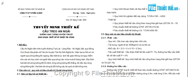 cầu treo,cầu treo Nghệ An,Bản vẽ cầu treo An Ngãi,cầu treo An Ngãi huyện Tân Kỳ,Cầu treo 1 nhịp treo L=120m