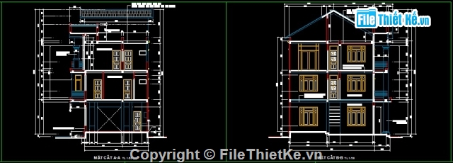 Bản vẽ  biệt thự 3 tầng KT 7x12m full,bản vẽ biệt thự đẹp 3 tầng 7x12m,bản vẽ biệt thự 3 tầng đẹp