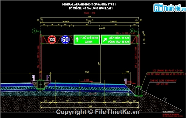 Bản vẽ chi tiết,giá long môn,long môn,đường cao tốc