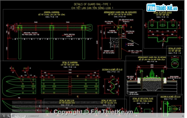 Bản vẽ chi tiết,đường cao tốc,Hộ lan tôn sóng,an toàn giao thông