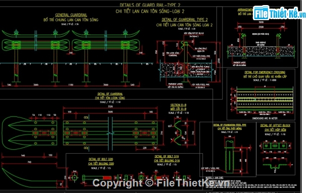 Bản vẽ chi tiết,đường cao tốc,Hộ lan tôn sóng,an toàn giao thông