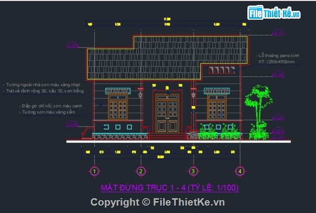 nhà cấp 4,nhà cấp 4 đẹp,biệt thự 1 tầng,nhà cấp 4 nông thôn,bản vẽ chi tiết nhà cấp 4