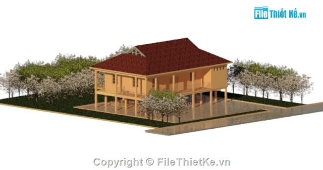 Nhà Sàn bằng Revit,Bản Vẽ Chi Tiết Nhà Sàn,Nhà Sàn