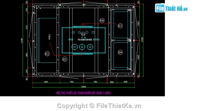 chi tiết trạm biến áp,bản vẽ trạm biến áp,trạm biến áp 22/0.4kv,trạm biến áp Kios 1 máy