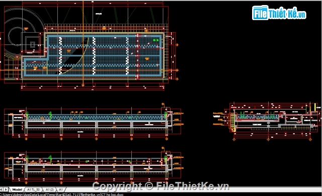 Bản vẽ hoàn thiện,Bản vẽ bể bơi,thiết kế bể bơi