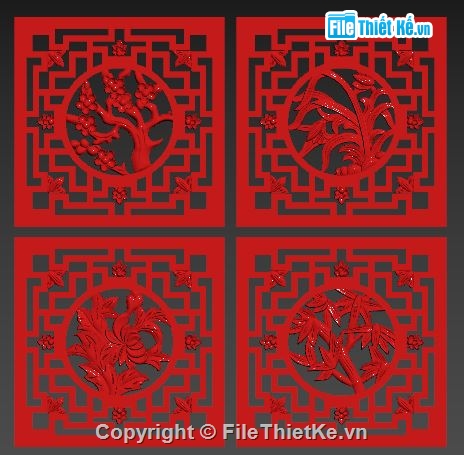 Phòng thờ,CNC tứ quý,file cad phòng thờ,file CNC phòng thờ,vách ngăn cnc đẹp,hoa văn tứ quý