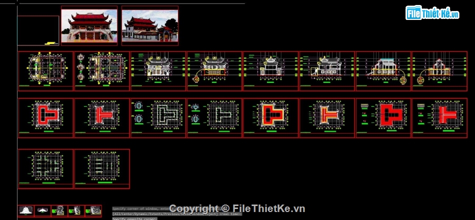 chùa,bản vẽ chùa 2 tầng,file cad chùa 2 tầng,bản vẽ tham khảo chùa 2 tầng,bản vẽ đình chùa,tam bảo chùa