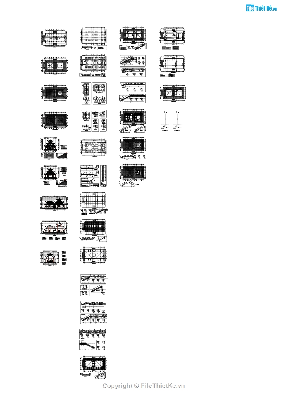 bản vẽ chùa đẹp,mẫu bản vẽ chùa,bản vẽ chùa file cad,file thiết kế đình chùa