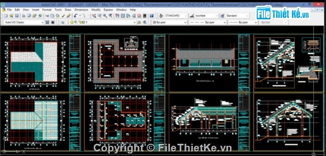đình chùa,kiến trúc đình chùa,chùa thích ca tự,bản vẽ chùa