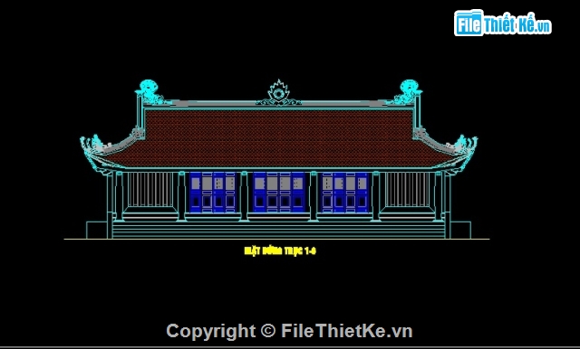 bản vẽ Chùa Xuân Quang KT 14.6x8.6m,bản vẽ chùa kích thước 8.6mx14.6m,bản vẽ chùa,bản vẽ thiết kế chùa