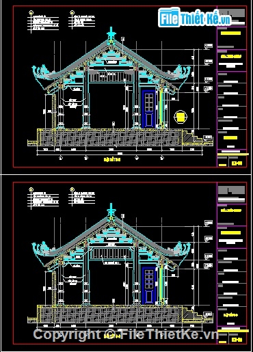 bản vẽ Chùa Xuân Quang KT 14.6x8.6m,bản vẽ chùa kích thước 8.6mx14.6m,bản vẽ chùa,bản vẽ thiết kế chùa