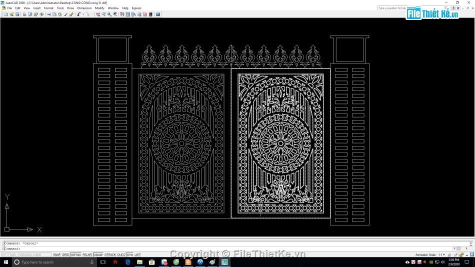 cad cổng CNC,file cắt CNC thiết kế cổng biệt thự,cổng 2 cánh CNC đẹp,mẫu cổng CNC,bản vẽ cổng CNC