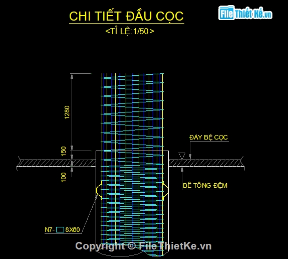 cọc khoan nhồi,thiết kế cọc khoan nhồi,bản vẽ thiết kế cọc khoan nhồi,cọc D 1200,cọc khoan