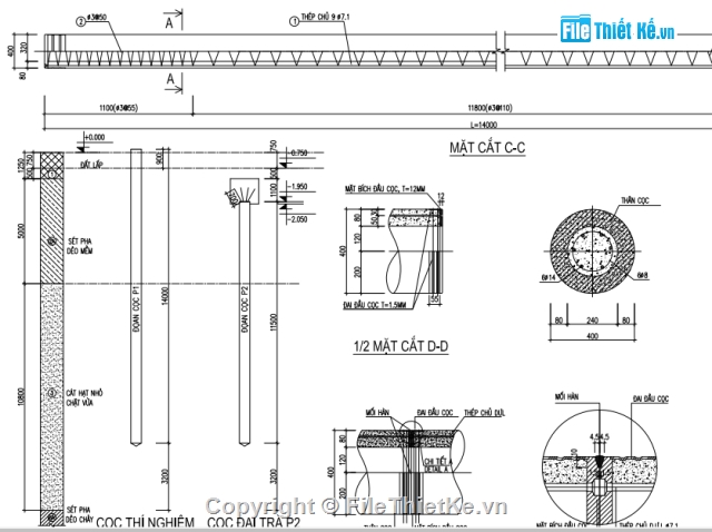 cọc bê tông dự ứng lực,cọc ly tâm,bản vẽ cọc ly tâm