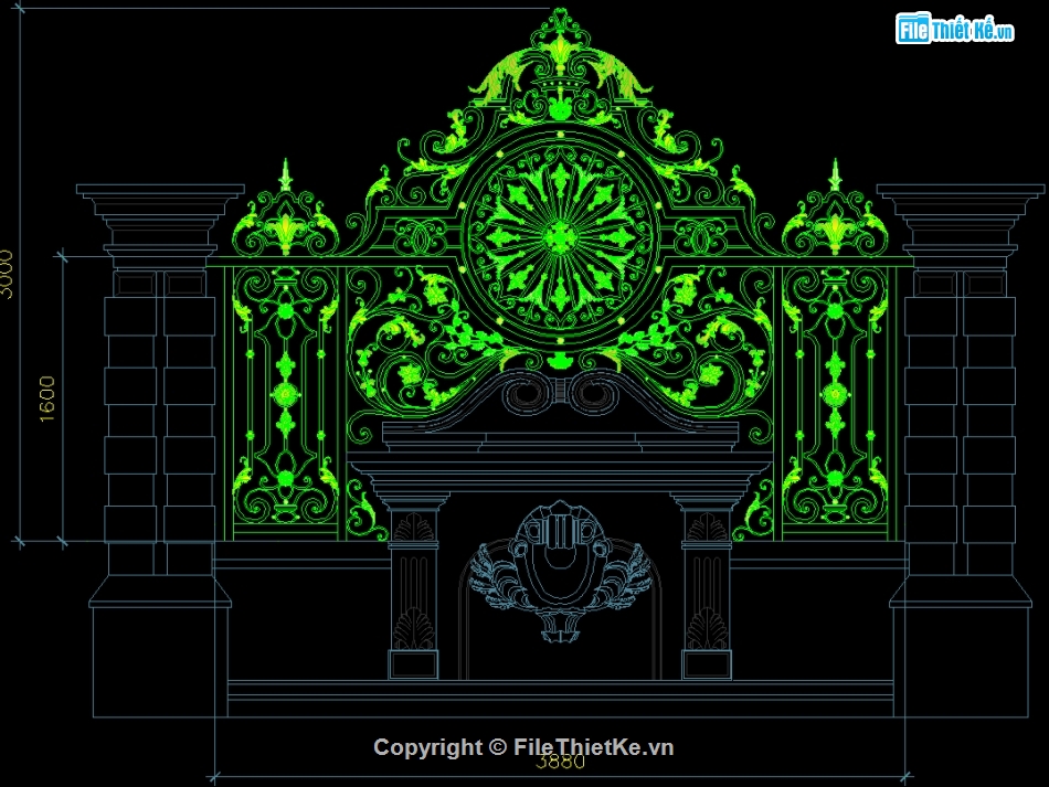 Cửa cổng biệt thự,Bản vẽ mẫu cổng biệt thự,cửa cổng hàng rào đẹp,File autocad cổng biệt thự,Cổng biệt thự cnc đẹp