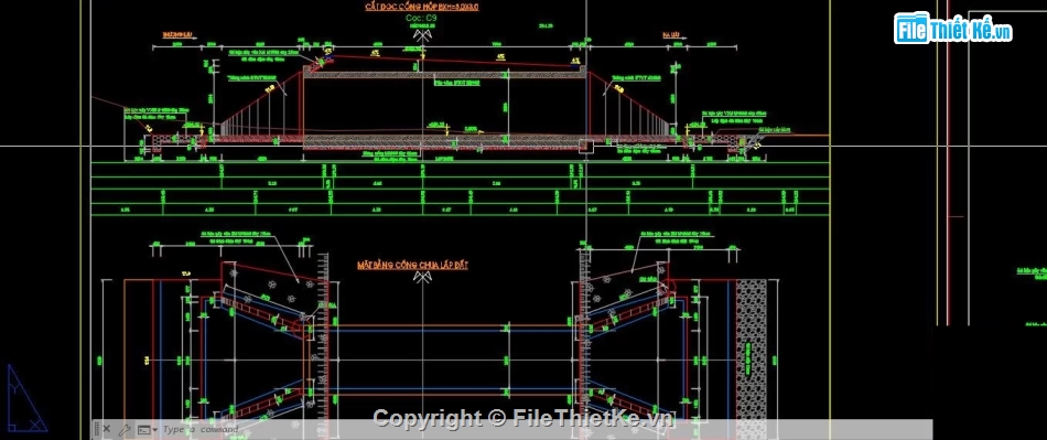 Bản vẽ cống hộp,cống hộp 3x3m,Bản vẽ cad cống hộp