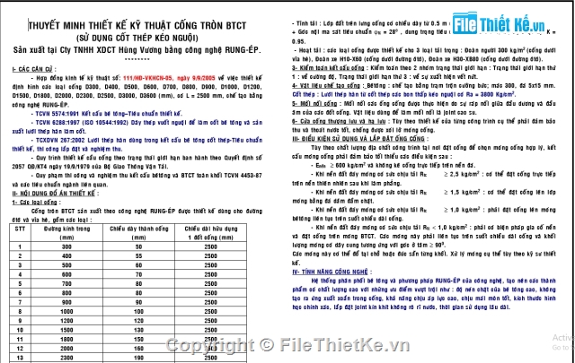 cống ly tâm,Bản vẽ cống ly tâm,thuyết minh cống ly tâm