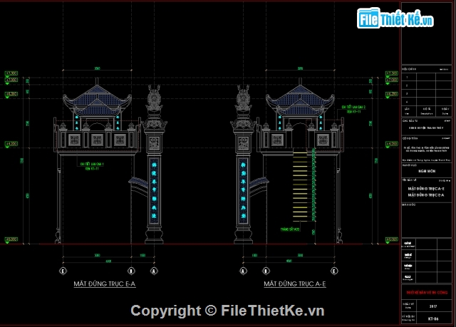 mẫu cổng làng,kiến trúc cổng,cổng nghi môn,Bản vẽ cổng nghi môn,kiến trúc cổng nghi môn