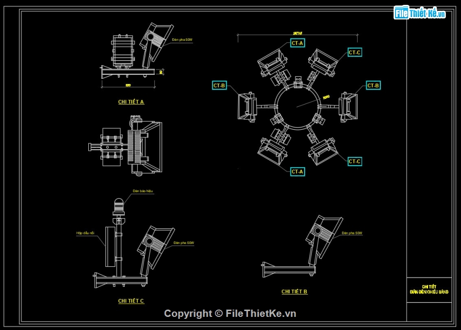 cột đèn nâng hạ file cad,bản vẽ cột đèn nâng hạ,bản vẽ chi tiết cột đèn thép