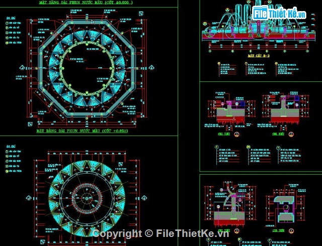 đài phun nước,CAD đài nước,CAD đài phun nước công viên,đài phun nước lục giác,bản vẽ đài phun nước