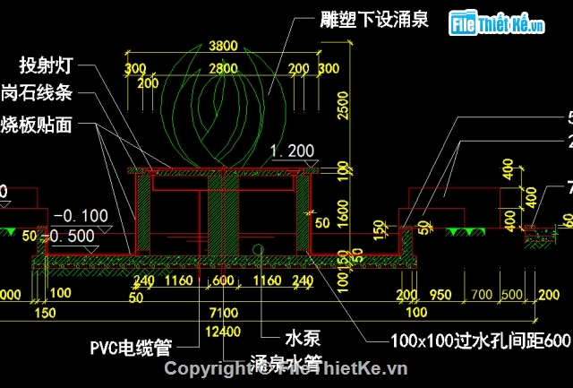 thiết kế đài nước,thiết kế đài phun nước,bản vẽ đài phun nước