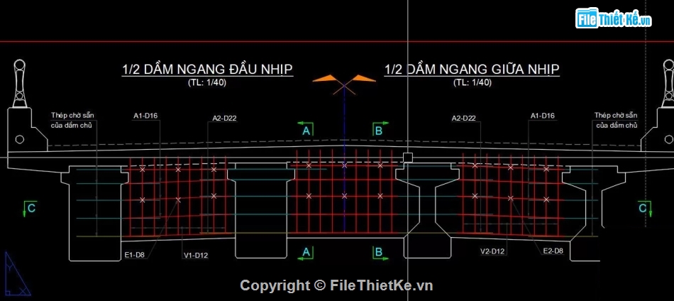 cầu dầm,Bản vẽ dầm,Bản vẽ dầm I