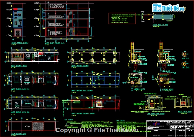 Bản vẽ kiến trúc nhà phố,kiến trúc nhà phố kích thước 4x20 m,full kiến trúc nhà phố