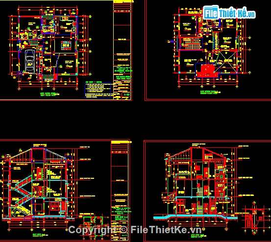 Biệt thự đa hợp 11.6x11.6m,Bản vẽ kiến trúc biệt thự,kiến Trúc biệt thự