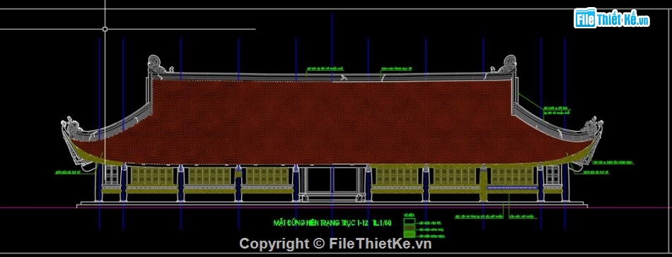 Đình chùa,bản vẽ đình,bản vẽ cad đình chùa,file cad đình,bản vẽ đình chùa