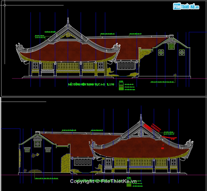 Đình chùa,bản vẽ đình,bản vẽ cad đình chùa,file cad đình,bản vẽ đình chùa