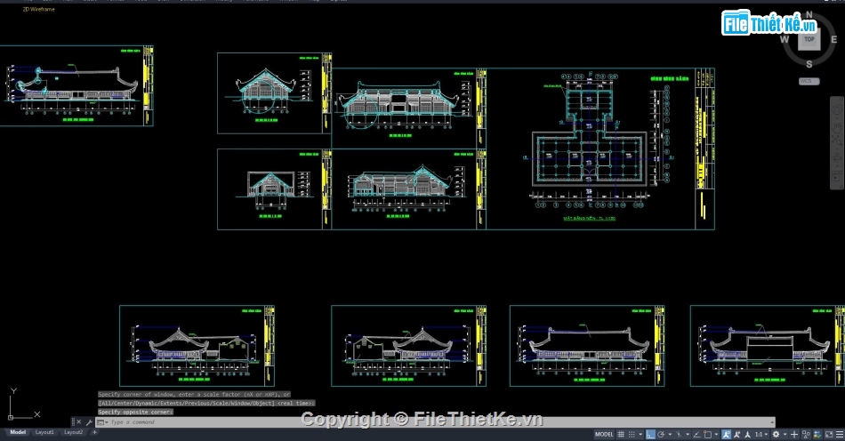 Đình chùa,bản vẽ đình,bản vẽ cad đình chùa,file cad đình,bản vẽ đình chùa