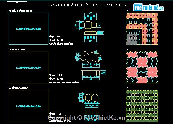 vẽ hình chiếu,block,cách vẽ hình,bó vỉa vỉ hè,gach lat via he,gach lat quang truong