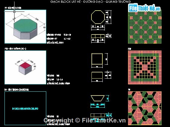 vẽ hình chiếu,block,cách vẽ hình,bó vỉa vỉ hè,gach lat via he,gach lat quang truong