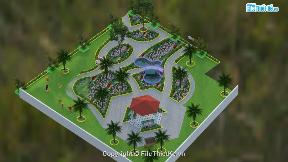 bản vẽ vườn cổ tích,vườn cổ tích mầm non,sketchup vườn mầm non,khu vui chơi mầm non